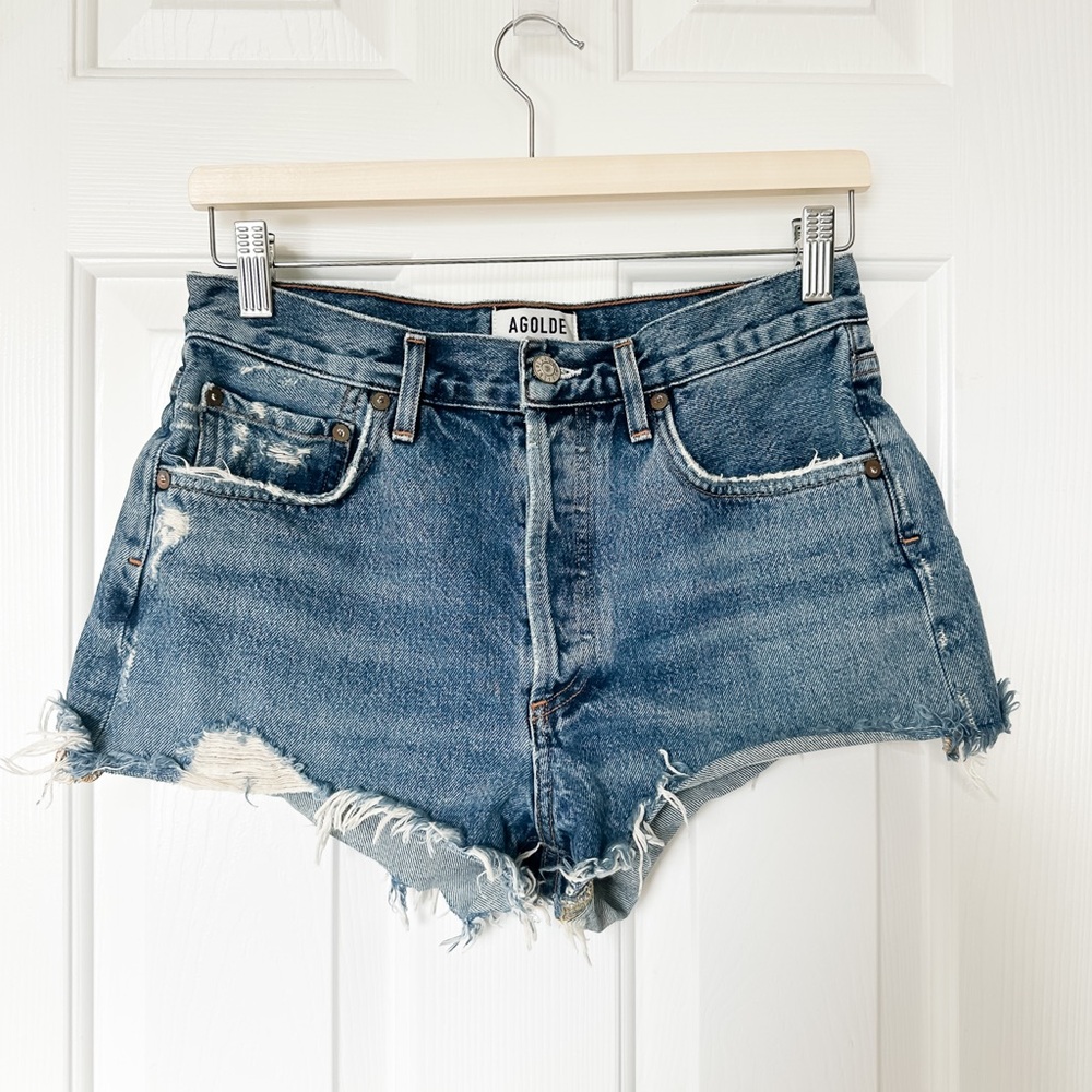 Agolde Women’s Distressed Blue Jean Shorts - Size 26